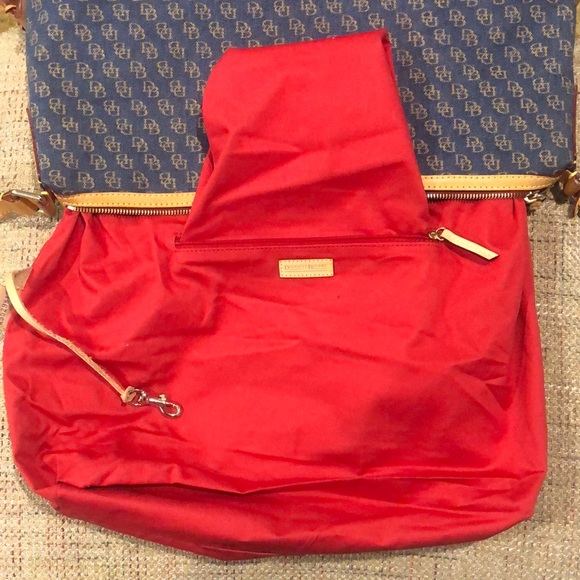 Vintage Dooney and Bourkey Blue Jacquard Monogram Top Zipper Tote Shoulder Bag - Picture 9 of 17